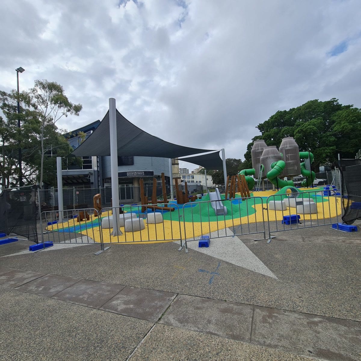 Shade sails over playground